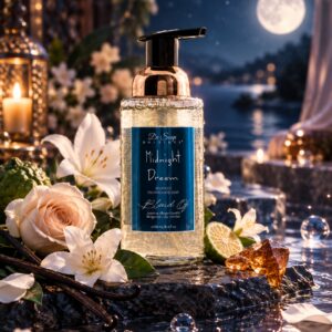 "Midnight Dream foaming hand soap in elegant setting."