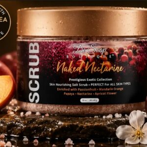 Nourishing salt scrub with fruity fragrances.
