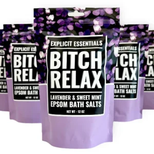 Lavender and sweet mint Epsom bath salts package.