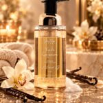 Vanilla foaming hand soap in elegant bottle.