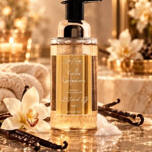 Vanilla foaming hand soap in elegant bottle.